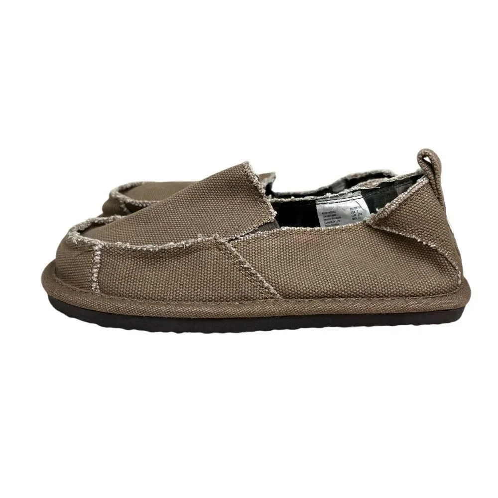 Op Ocean Pacific Boys Loafers Canvas After Beach Moc Toe Slip On Tan Size 2
